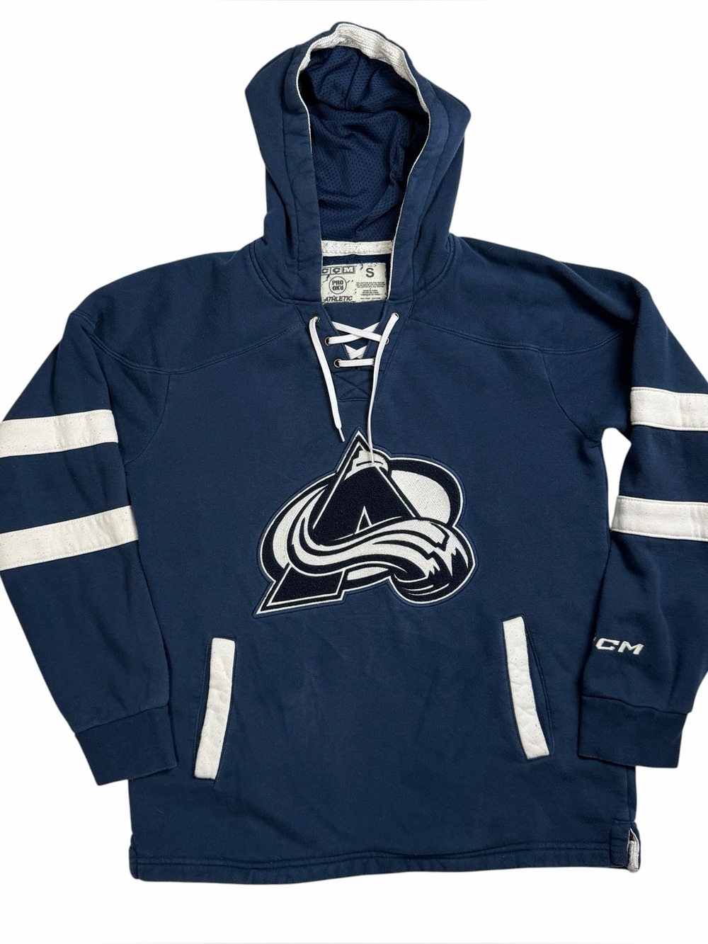 Colorado Avalanche Lace-Up Hoodie Sweatshirt Size Small CCM NHL Hockey Pullover